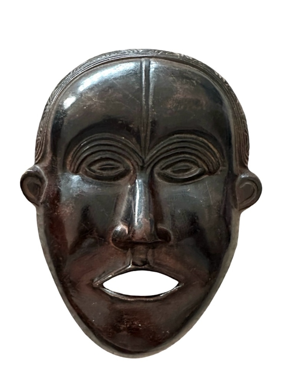 Handcrafted Cast Iron Tribal Mask 8”x6” Folk Art Primitive Aboriginal African